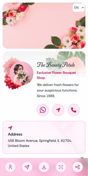 A HelloVcard built on the flower shop theme