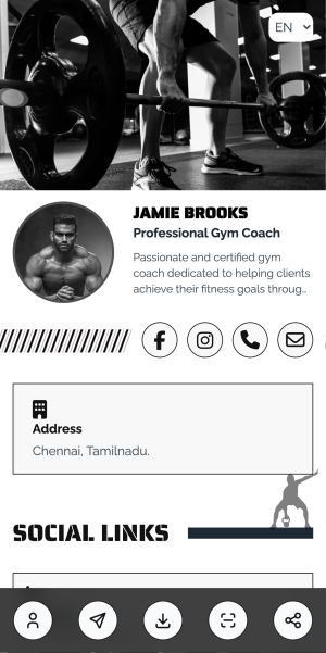 A HelloVcard built on the fitness theme