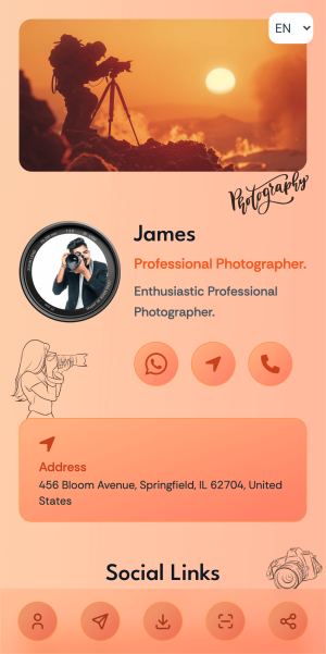 A HelloVcard built on the photography theme